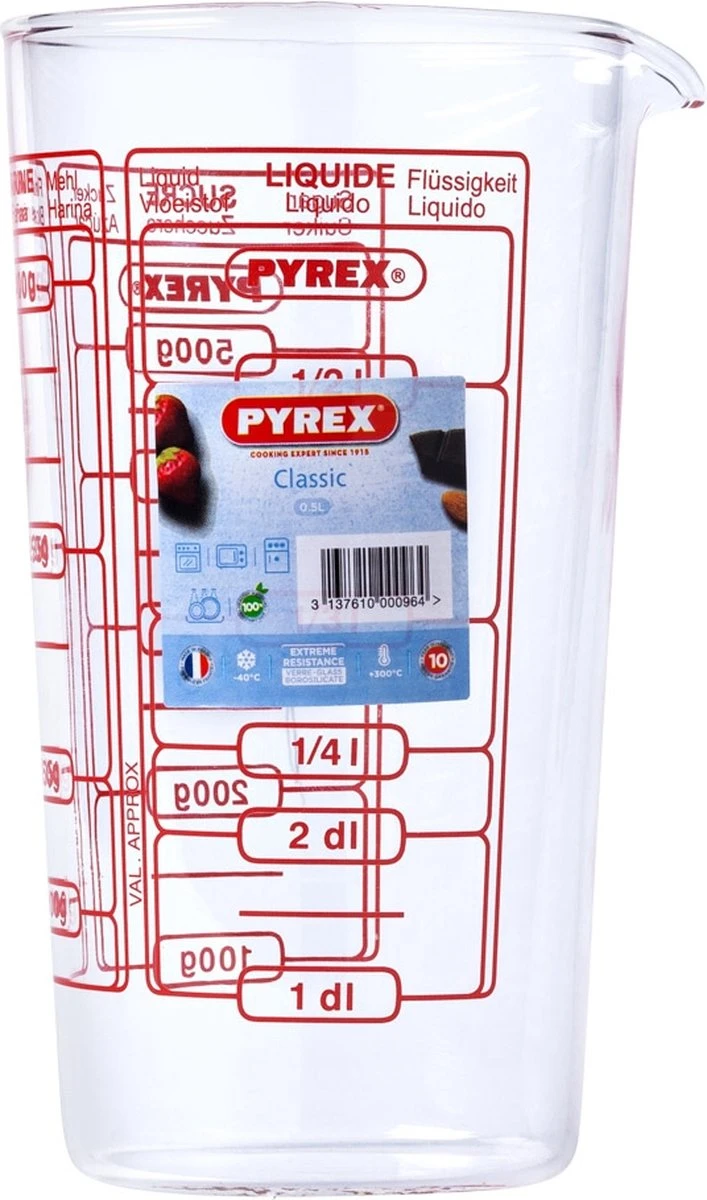 Litermaat, 0,5 Liter - Pyrex | Classic Prepware 3 Litermaat, 0,5 Liter - Pyrex | Classic Prepware
