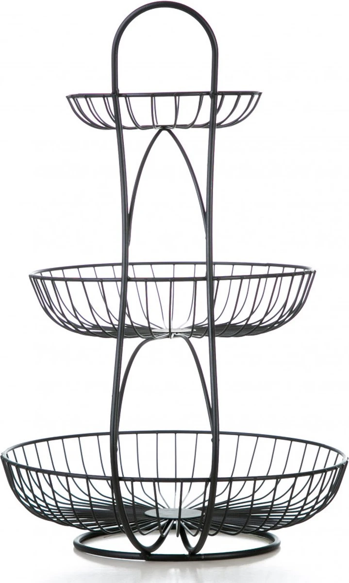 YNONA Fruitschaal - 3 Laags - Zwart - Fruitmand - Fruitmand Metaal - Etagère - Decoratie Schaal 6 YNONA Fruitschaal - 3 Laags - Zwart - Fruitmand - Fruitmand Metaal - Etagère - Decoratie Schaal - Afbeelding 4