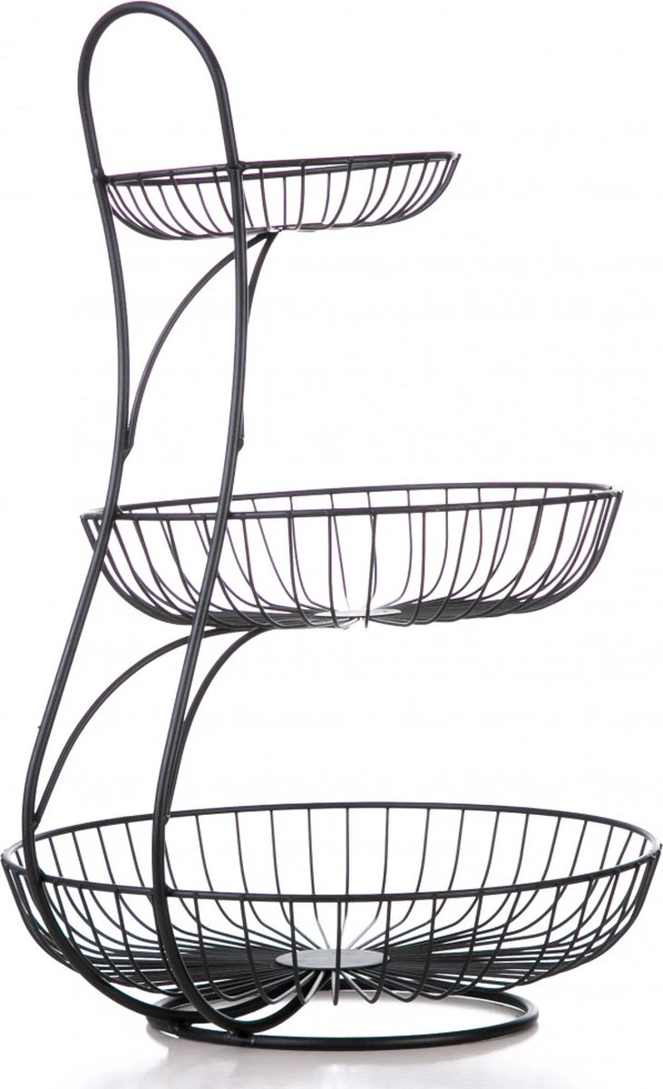 YNONA Fruitschaal - 3 Laags - Zwart - Fruitmand - Fruitmand Metaal - Etagère - Decoratie Schaal 4 YNONA Fruitschaal - 3 Laags - Zwart - Fruitmand - Fruitmand Metaal - Etagère - Decoratie Schaal - Afbeelding 2