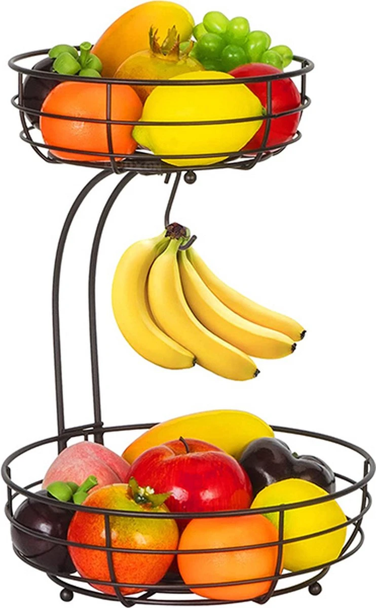 Tranic Fruitschaal - Fruitmand - Zwart Metaal - Etagere - Keuken Organizer 3 Tranic Fruitschaal - Fruitmand - Zwart Metaal - Etagere - Keuken Organizer