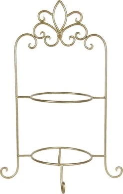 Clayre & Eef Etagère Voor 2 Borden 38x30x57 Cm Goudkleurig Ijzer Rond Borden Etagère Serveerschaal -KitchenAids Winkel 758x1200