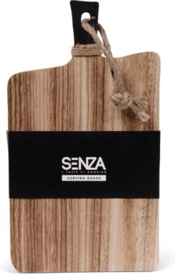 SENZA Borrelplank Met Handvat - Tapasplank - Paulownia Hout - Zwart Hout - 40 X 22 CM