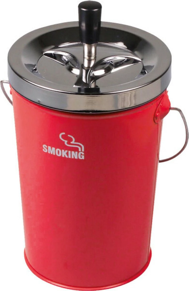 Merkloos Emmer Asbak - Asbak Voor Buiten - Draaiasbak - Asbak Met Deksel - Asbak Staand - 14x20cm - Chrome/Rood 3 Merkloos Emmer Asbak - Asbak Voor Buiten - Draaiasbak - Asbak Met Deksel - Asbak Staand - 14x20cm - Chrome/Rood