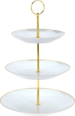 Excellent Houseware Etagère 3 Laags - Porselein - Goud