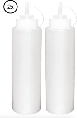 Vogue 2x Sausfles (voordeelpack) - 0,69L - Transparant - Portioneerflessen/ Knijpflessen / Sausflessen