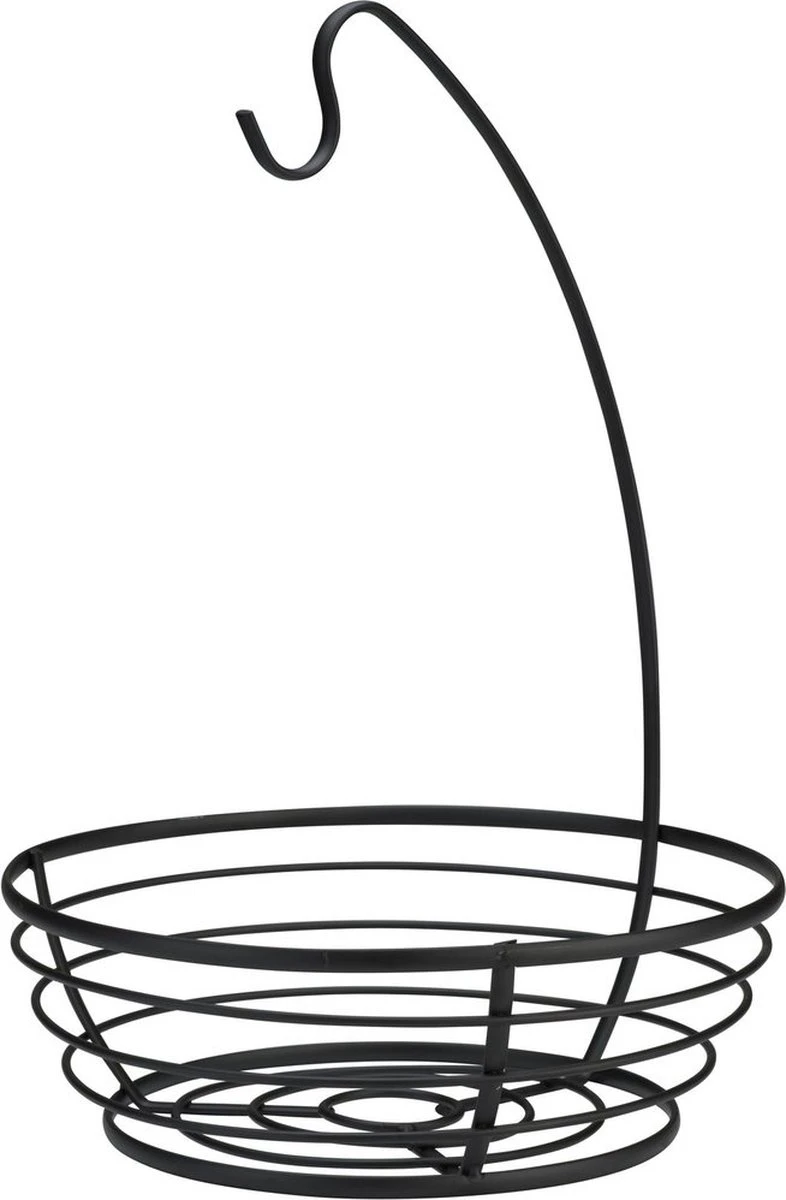 Cosy&Trendy Fruitmand Met Banaanhouder - Ø 28 X 40 Cm - Zwart 3 Cosy&Trendy Fruitmand Met Banaanhouder - Ø 28 X 40 Cm - Zwart
