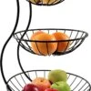 Fruitschaal - Etagere 3 Laags – Fruitmand Metaal - Schaal Decoratie - Voor Fruit / Groente / Snacks / Brood – RVS - 48 X 33 X 33 Cm -KitchenAids Winkel 788x1200