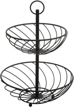 Dubbele Etagere Fruitschaal/fruitmand Rond Zwart Metaal 27 X 39 Cm -KitchenAids Winkel 827x1200