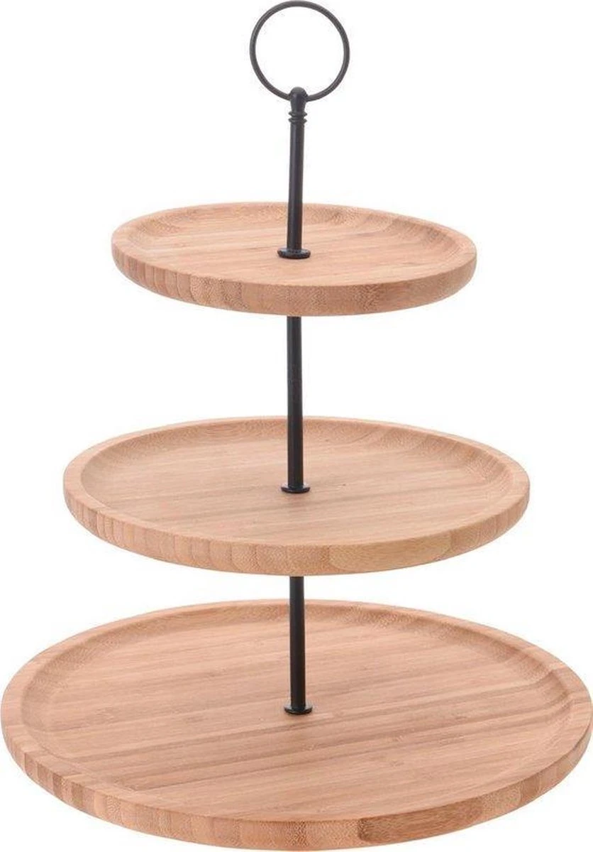 Merkloos Houten Etagere - Etagere - Bamboe - Zwart Metaal - Optil Oog - 3 Laags - 28, 21 En 16 Cm Bladen - 34 Cm Hoog 3 Merkloos Houten Etagere - Etagere - Bamboe - Zwart Metaal - Optil Oog - 3 Laags - 28, 21 En 16 Cm Bladen - 34 Cm Hoog