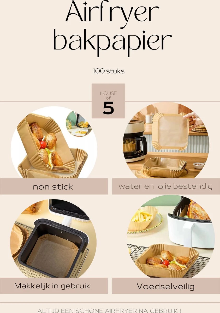 Airfryer Bakpapier - Wegwerpbakjes - 20 Tot 22cm - Airfryer Accessoires - 100 Stuks 11 Airfryer Bakpapier - Wegwerpbakjes - 20 Tot 22cm - Airfryer Accessoires - 100 Stuks - Afbeelding 9