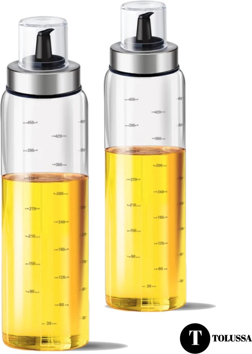 Tolussa Olijfolie Fles 500ML – Oliefles Glas Met Schenktuit – Anti-drup - Incl. Deksel 3 Tolussa Olijfolie Fles 500ML – Oliefles Glas Met Schenktuit – Anti-drup - Incl. Deksel
