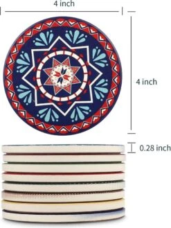 Onderzetters - Set Van 6 - Rond - Onderzetters Voor Glazen - Bohemian - Oosterse - Mandala Design - Coasters - Moederdag Cadeau -KitchenAids Winkel 900x1200 1