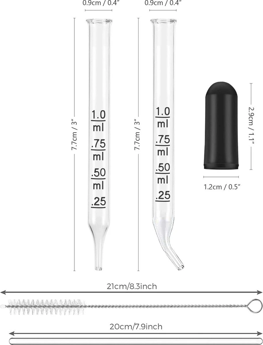 20 Delig - Glazen Pipet Set - 1ml - Druppelaar - Inclusief RVS Schoonmaak Borstels En Glazen Roerstaaf - Met Rubberen Dop - Voor Het Overbrengen Van Vloeistoffen - Demontabel - Wasbaar - Herbruikbaar 9 20 Delig - Glazen Pipet Set - 1ml - Druppelaar - Inclusief RVS Schoonmaak Borstels En Glazen Roerstaaf - Met Rubberen Dop - Voor Het Overbrengen Van Vloeistoffen - Demontabel - Wasbaar - Herbruikbaar - Afbeelding 7