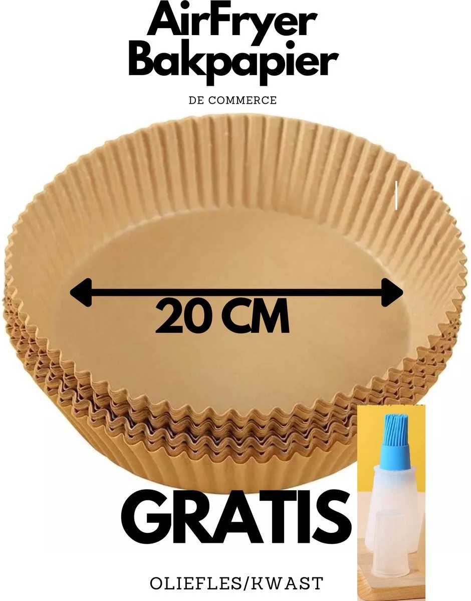 Merkloos DE Commerce | 100 Stuks AirFryer Bakpapier (20CM) | Heteluchtfriteuse | AirFryer Accessoires | XL & XXL | Geschikt Voor Elke AirFryer | Wegwerpbakjes | Inclusief Siliconen Olie Flesje / Kwastje | 3 Merkloos DE Commerce | 100 Stuks AirFryer Bakpapier (20CM) | Heteluchtfriteuse | AirFryer Accessoires | XL & XXL | Geschikt Voor Elke AirFryer | Wegwerpbakjes | Inclusief Siliconen Olie Flesje / Kwastje |