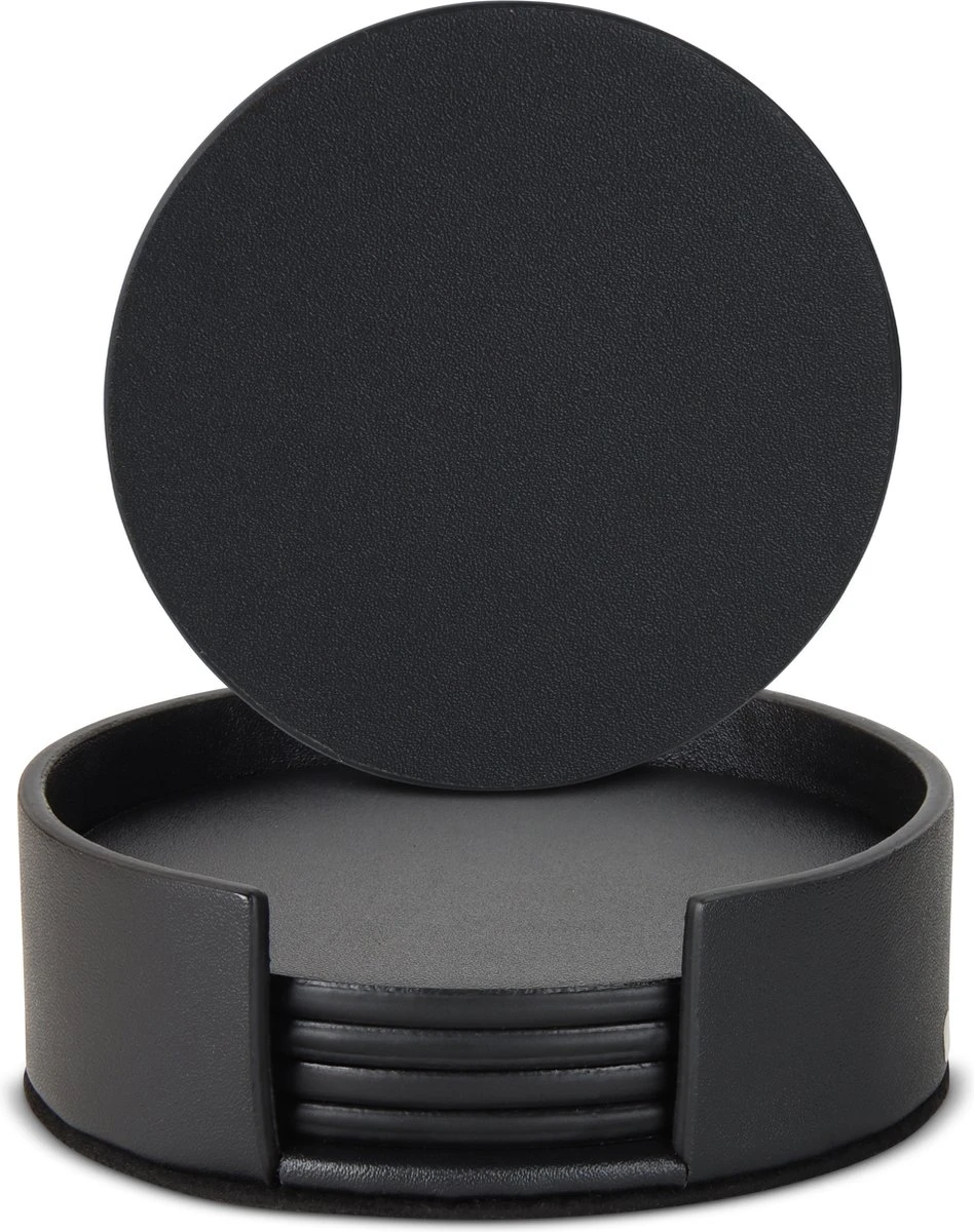 Castagnola Lederen Onderzetters Met Houder – Onderzetters Voor Glazen – Onderzetters Design – Onderzettersset – Drink Onderzetters – Leder – Leren Onderzetters – Set Van 6 – Zwart 8 Castagnola Lederen Onderzetters Met Houder – Onderzetters Voor Glazen – Onderzetters Design – Onderzettersset – Drink Onderzetters – Leder – Leren Onderzetters – Set Van 6 – Zwart - Afbeelding 6