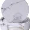 Onderzetters Voor Glazen Met Houder Swissl - Wit - Kunstleer - Marmeren Uitstraling 6 Stuks - Onderleggers -KitchenAids Winkel 956x1200