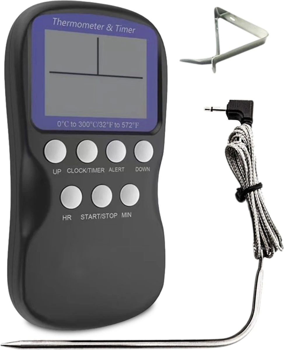 Seidon® Digitale Vleesthermometer Set – BBQ- En Oventhermometer – 0°C Tot 300°C – Kernthermometer Met 1 Sonde – Suikerthermometer - Kookthermometer 3 Seidon® Digitale Vleesthermometer Set – BBQ- En Oventhermometer – 0°C Tot 300°C – Kernthermometer Met 1 Sonde – Suikerthermometer - Kookthermometer