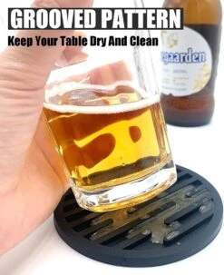 BOTC Siliconen Onderzetters Met Houder - Set Van 10 - Onderzettersset - Onderzetters Voor Glazen - Zwart -KitchenAids Winkel 979x1200