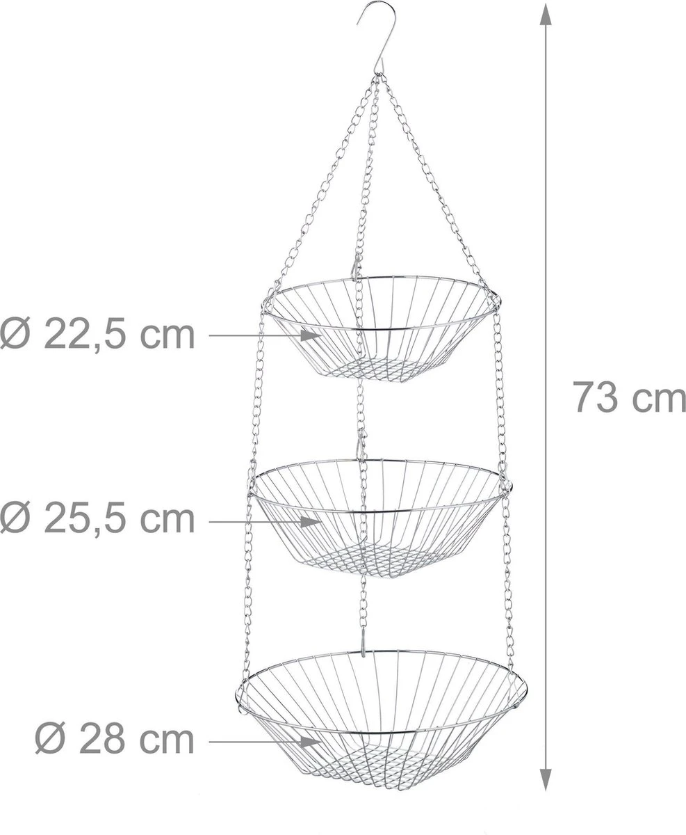 Relaxdays Hangende Fruitmand - Fruitschaal - Etagere Fruit - Hangmand - Draad - 3 Etages 9 Relaxdays Hangende Fruitmand - Fruitschaal - Etagere Fruit - Hangmand - Draad - 3 Etages - Afbeelding 7