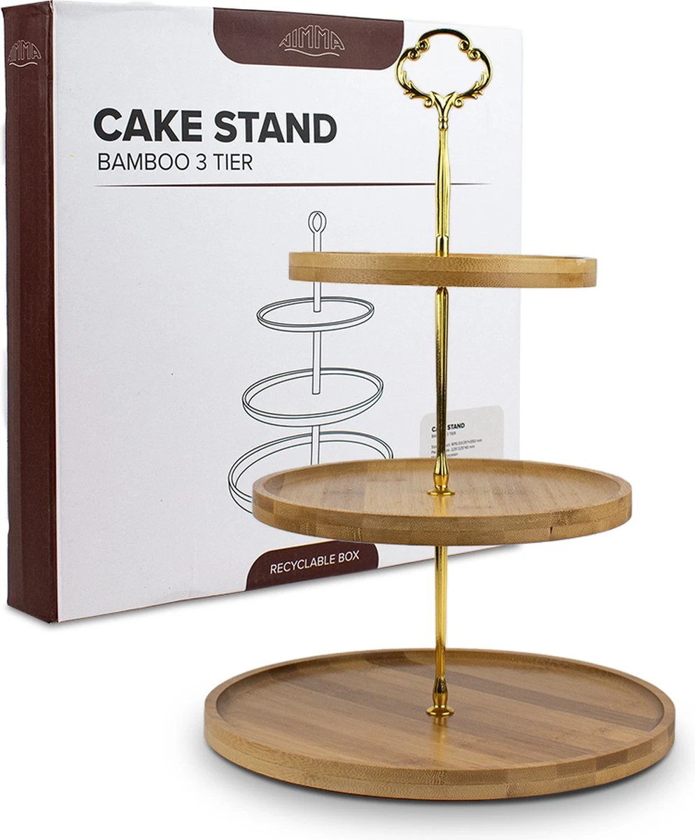 Nimma® Etagere - 3 Laags Serveertoren - Cake Stand - Taartstandaard - Fruitschaal - Bamboe Hout 10 Nimma® Etagere - 3 Laags Serveertoren - Cake Stand - Taartstandaard - Fruitschaal - Bamboe Hout - Afbeelding 8